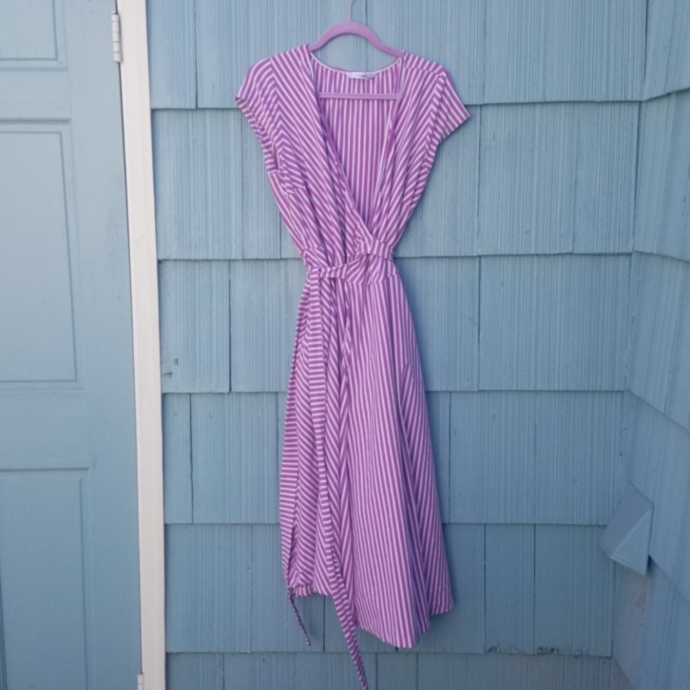 Striped Eshakti wrap dress